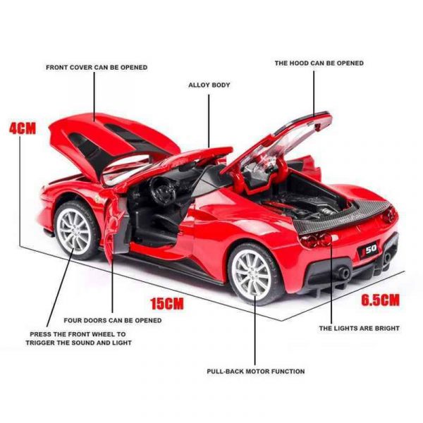 132 Ferrari J50 Diecast Model Cars Pull Back Light Sound Toy Gifts For Kids 295006432090 5