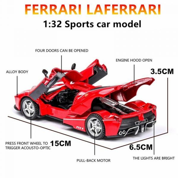 132 Ferrari FXX K Diecast Model Cars Pull Back Light Sound Toy Gifts For Kids 295006426871 8