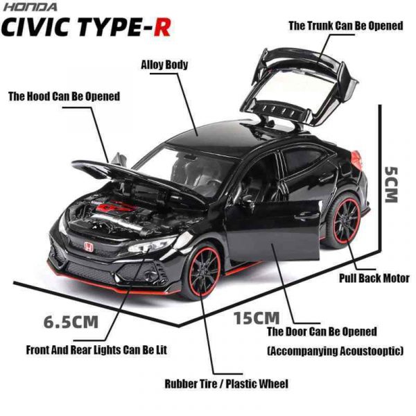 132 Honda Civic Type R Diecast Model Cars Pull Back Alloy Toy Gifts For Kids 293369038701 2