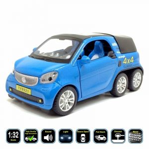 1:32 Smart Fortwo 6×6 Diecast Model Cars Light Pull Back Toy Gifts For Kids