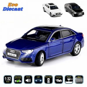 1:32 Audi A4 Diecast Model Cars Pull Back Light & Sound Alloy Toy Gifts For Kids