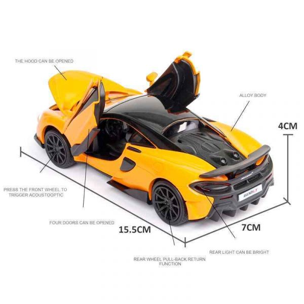 132 McLaren 600LT Diecast Model Cars Pull Back Light Sound Toy Gifts For Kids 294969298803 6
