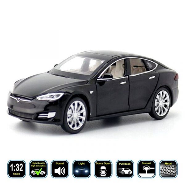 132 Tesla Model S 100D Diecast Model Cars Pull Back Metal Toy Gifts For Kids 295028508033