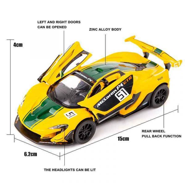 132 McLaren P1 GTR Diecast Model Cars Pull Back LightSound Toy Gifts For Kids 294844126524 4