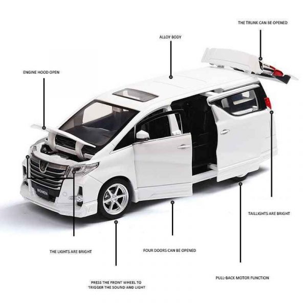 132 Toyota Alphard Diecast Model Cars Pull Back LightSound Toy Gifts For Kids 294189048754 2