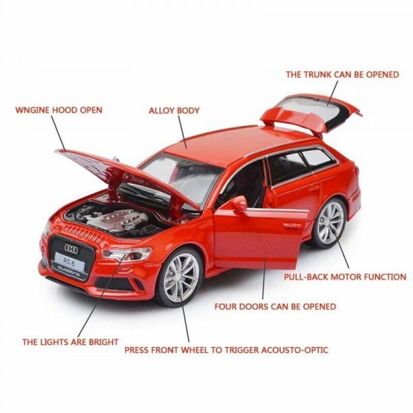 132 Audi RS6 Diecast Model Car High Simulation Light Sound Toy Gifts For Kids 293605257445 8