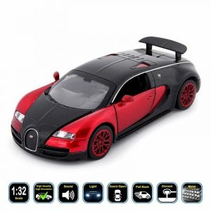 1:32 Bugatti Veyron Diecast Model Cars Pull Back Light&Sound Toy Gifts For Kids