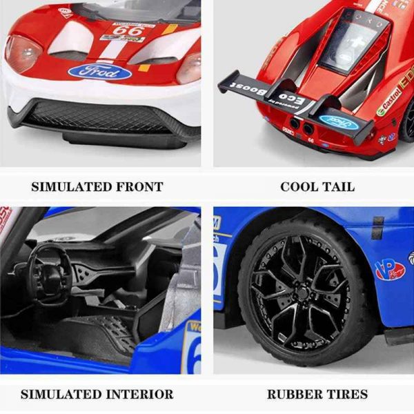 132 Ford GT Race Diecast Model Car Pull Back Light Sound Toy Gifts For Kids 293605303186 3