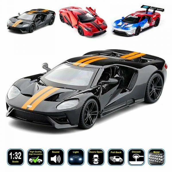 132 Ford GT Race Diecast Model Car Pull Back Light Sound Toy Gifts For Kids 293605303186