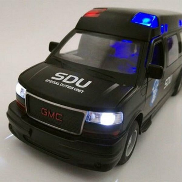 132 GMC Savana Police Diecast Model Cars Pull Back Alloy Toy Gifts For Kids 294864367616 2