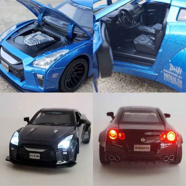 132 Nissan GTR R35 Diecast Model Car Pull Back LightSound Toy Gifts For Kids 294189044007 3