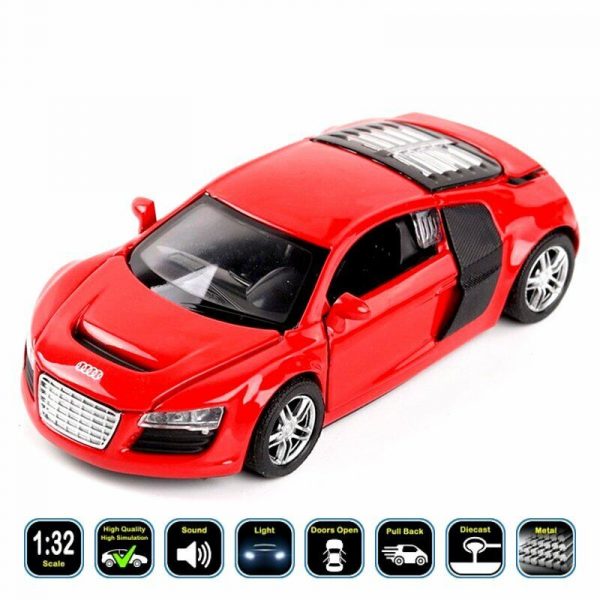 132 Audi R8 Diecast Model Cars Pull Back Light Sound Alloy Toy Gifts For Kids 295000887298 2