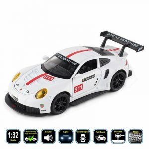 1:32 Porsche 911 RSR Diecast Model Cars Pull Back Light&Sound Toy Gifts For Kids