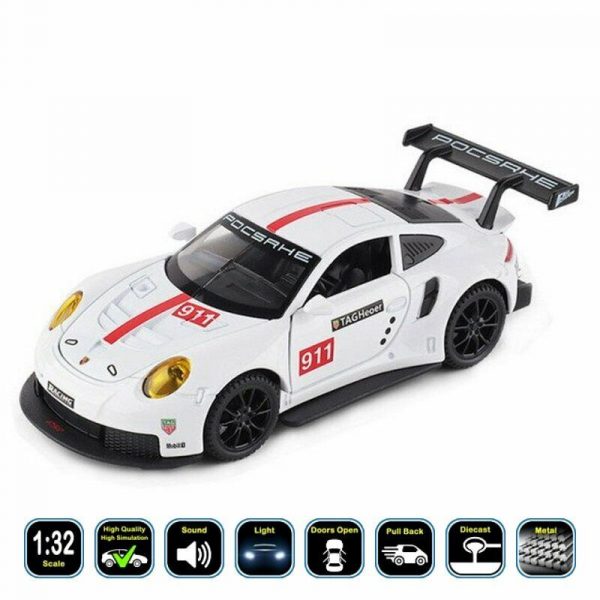 132 Porsche 911 RSR Diecast Model Cars Pull Back LightSound Toy Gifts For Kids 294189045388