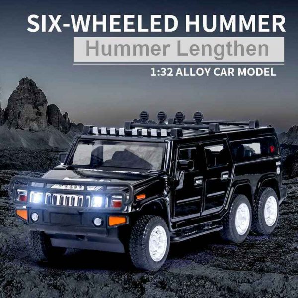 132 Hummer H2 6x6 Diecast Model Cars Pull Back Light Sound Toy Gift For Kids 293605136549 3